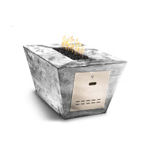 48" Rectangular Plymouth Fire Pit - Wood Grain GFRC Concrete - Ebony - Match Lit - Natural Gas