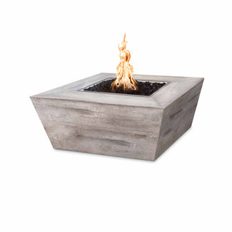 36" Square Plymouth Fire Pit - Wood Grain GFRC Concrete - Ebony - Match Lit - Natural Gas