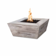 36" Square Plymouth Fire Pit - Wood Grain GFRC Concrete - Ebony - Match Lit - Natural Gas