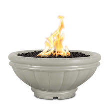 24" Round Roma Fire Bowl - GFRC Concrete - Ash - Match Lit - Natural Gas