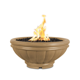 24" Round Roma Fire Bowl - GFRC Concrete - Ash - Match Lit - Natural Gas