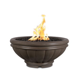 24" Round Roma Fire Bowl - GFRC Concrete - Ash - Match Lit - Natural Gas