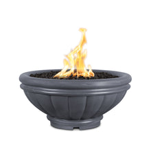 24" Round Roma Fire Bowl - GFRC Concrete - Ash - Match Lit - Natural Gas