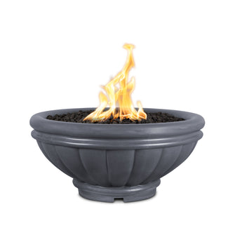 24" Round Roma Fire Bowl - GFRC Concrete - Ash - Match Lit - Natural Gas