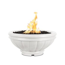 24" Round Roma Fire Bowl - GFRC Concrete - Ash - Match Lit - Natural Gas