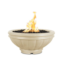 24" Round Roma Fire Bowl - GFRC Concrete - Ash - Match Lit - Natural Gas
