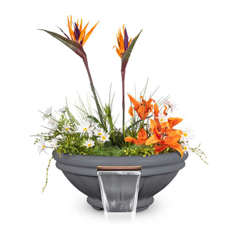 24" Round Roma Planter & Water Bowl - GFRC Concrete - Ash -