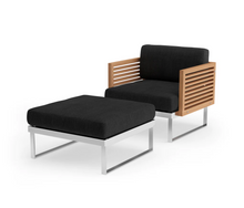Monterey Chat Chair with Ottoman - SS Teak - Cast Slate