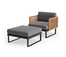 Monterey Chat Chair with Ottoman - SS Teak - Cast Slate