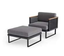 Monterey Chat Chair with Ottoman - SS Teak - Cast Slate