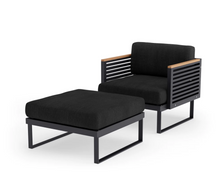 Monterey Chat Chair with Ottoman - SS Teak - Cast Slate