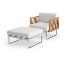 Monterey Chat Chair with Ottoman - SS Teak - Cast Slate