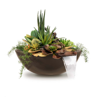 27" Round Sedona Planter & Water Bowl - GFRC Concrete - Ash -