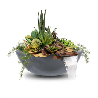 27" Round Sedona Planter & Water Bowl - GFRC Concrete - Ash -