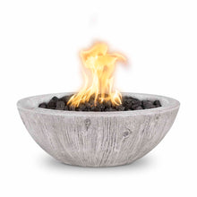 27" Round Sedona Fire Bowl - Wood Grain GFRC Concrete - Ebony - Match Lit - Natural Gas