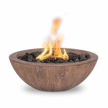27" Round Sedona Fire Bowl - Wood Grain GFRC Concrete - Ebony - Match Lit - Natural Gas