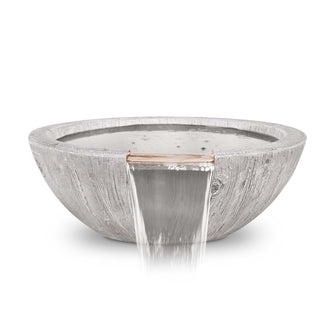 27" Round Sedona Water Bowl - Wood Grain GFRC Concrete - Ivory -