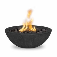 27" Round Sedona Fire Bowl - Wood Grain GFRC Concrete - Ebony - Match Lit - Natural Gas