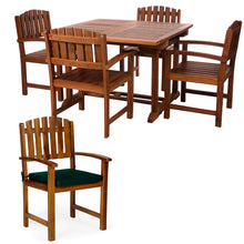 Teak 5-Piece Butterfly Table Set, Table Extends 50"/75", Seats 6-8 People, Includes Dining Chairs.