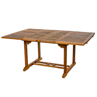 Teak 5-Piece Butterfly Table Set, Table Extends 50"/75", Seats 6-8 People, Includes Dining Chairs.
