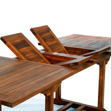 Teak 5-Piece Butterfly Table Set, Table Extends 50"/75", Seats 6-8 People, Includes Dining Chairs.