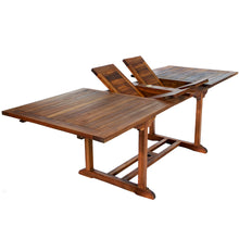 Teak 5-Piece Butterfly Leaf Extension Dining Set, Seats 8/10 People, Includes Folding Chairs.