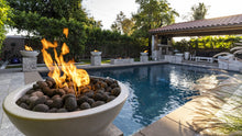 30" Round Luna Fire Pit - GFRC Concrete - Ash - Match Lit - Natural Gas
