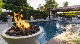 30" Round Luna Fire Pit - GFRC Concrete - Ash - Match Lit - Natural Gas