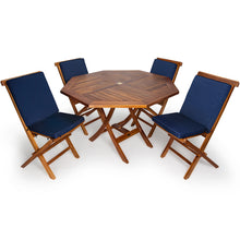 Teak 5-Piece 4-ft Octagon Folding Table & Folding Chair Set, A Smart Use Of Space.