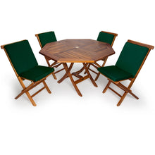 Teak 5-Piece 4-ft Octagon Folding Table & Folding Chair Set, A Smart Use Of Space.