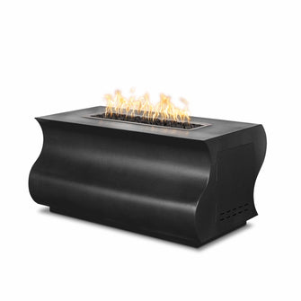 48" Rectangular Tidal Fire Pit - Powder Coated Metal - Black - Match Lit - Natural Gas