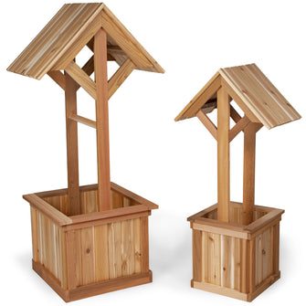 Cedar Wishing Well Planter Box - Handcrafted In Canada With Rot Resistant, Untreated, Western Red Cedar.