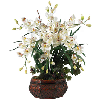 36" Artificial Large Cymbidium Silk Flower Arrangement -w/Vase - Low Maintenance, Life-Like & Vibrant Silk Flowers For Busy People.