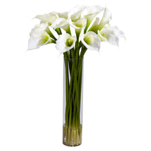 27" Artificial Calla Lily w/Cylinder Arrangement - Low Maintenance, Life-Like & Vibrant Silk Flowers For Busy People.