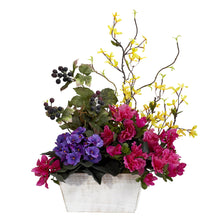 24" Artificial Mixed Floral Arrangement w/Azalea & White Wash Planter.