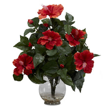 30" Artificial Hibiscus Arrangement w/Fluted Vase - Low Maintenance, Life-Like & Vibrant Silk Flowers For Busy People.
