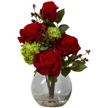 14" Artificial Rose & Hydrangea Silk Arrangement w/Vase - Low Maintenance, Life-Like & Vibrant Silk Flowers For Busy People.