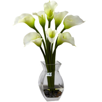 16" Artificial Calla Lily Arrangement - Low Maintenance, Life-Like & Vibrant Silk Flowers For Busy People.