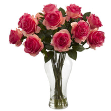18" Artificial Blooming Rose Arrangement w/Vase - Low Maintenance, Life-Like & Vibrant Silk Flowers For Busy People.