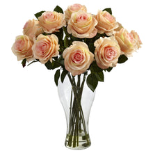 18" Artificial Blooming Rose Arrangement w/Vase - Low Maintenance, Life-Like & Vibrant Silk Flowers For Busy People.