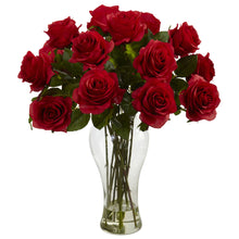 18" Artificial Blooming Rose Arrangement w/Vase - Low Maintenance, Life-Like & Vibrant Silk Flowers For Busy People.