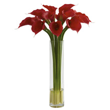 27" Artificial Red Calla Lily w/Large Cylinder Vase - Low Maintenance, Life-Like & Vibrant Silk Flowers For Busy People.