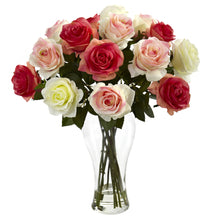 18" Artificial Blooming Rose Arrangements w/Vase - Low Maintenance, Life-Like & Vibrant Silk Flowers For Busy People.