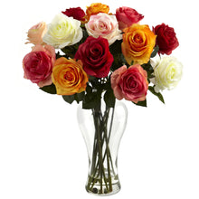 18" Artificial Blooming Rose Arrangements w/Vase - Low Maintenance, Life-Like & Vibrant Silk Flowers For Busy People.