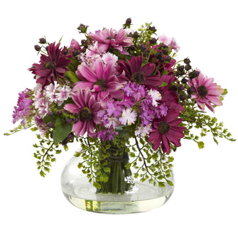 12" Artificial Mixed Daisy Arrangement - Low Maintenance, Life-Like & Vibrant Silk Arrangements For Busy People.