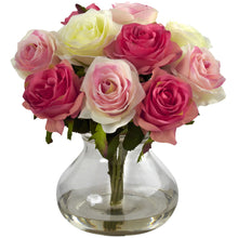 11" Artificial Rose Arrangement w/Vase - Low Maintenance, Life-Like & Vibrant Silk Flowers For Busy People.