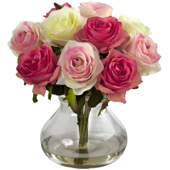 11" Artificial Rose Arrangement w/Vase - Low Maintenance, Life-Like & Vibrant Silk Flowers For Busy People.