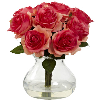 11" Artificial Rose Arrangement w/Vase - Low Maintenance, Life-Like & Vibrant Silk Flowers For Busy People.