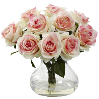 11" Artificial Rose Arrangement w/Vase - Low Maintenance, Life-Like & Vibrant Silk Flowers For Busy People.