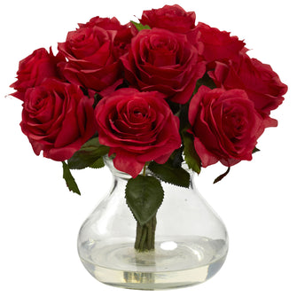 11" Artificial Rose Arrangement w/Vase - Low Maintenance, Life-Like & Vibrant Silk Flowers For Busy People.